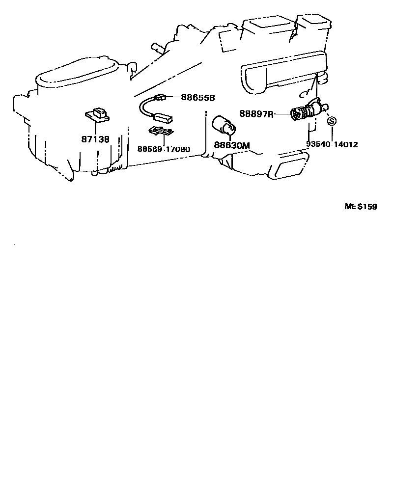 Toyota CAMRY 暖风和空调系统 - 加热装置和鼓风机 EPC diagram — MES159