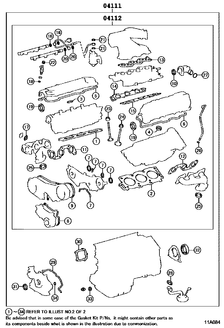 Toyota CAMRY Engine Overhaul Gasket Kit EPC diagram — 11A084
