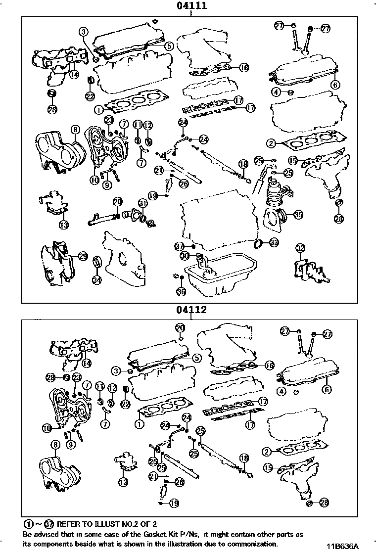 Toyota CAMRY Engine Overhaul Gasket Kit EPC diagram — 11B636A