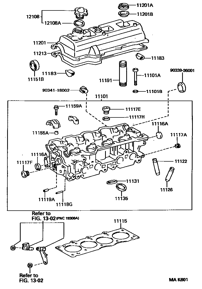 Toyota CAMRY Cylinder Head EPC diagram — MAK601