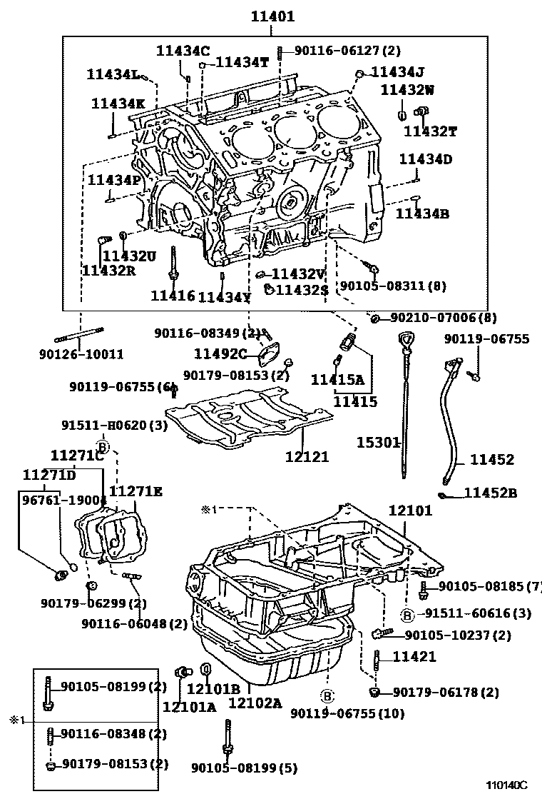 Toyota CAMRY Cylinder Block EPC diagram — 110140C