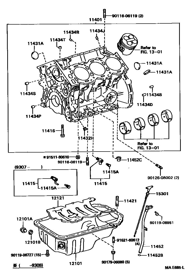 Toyota CAMRY Cylinder Block EPC diagram — MAE665L