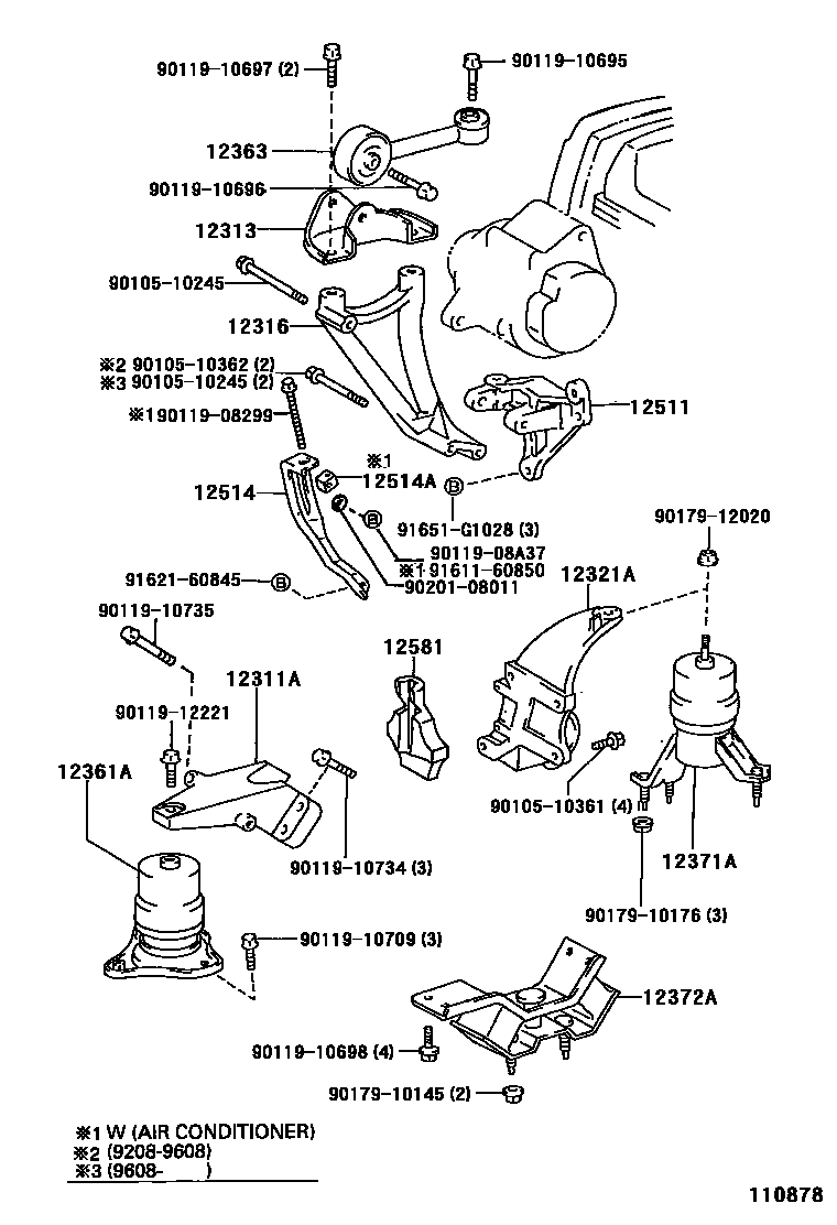 Toyota CAMRY Engine Mounting EPC diagram — 110878