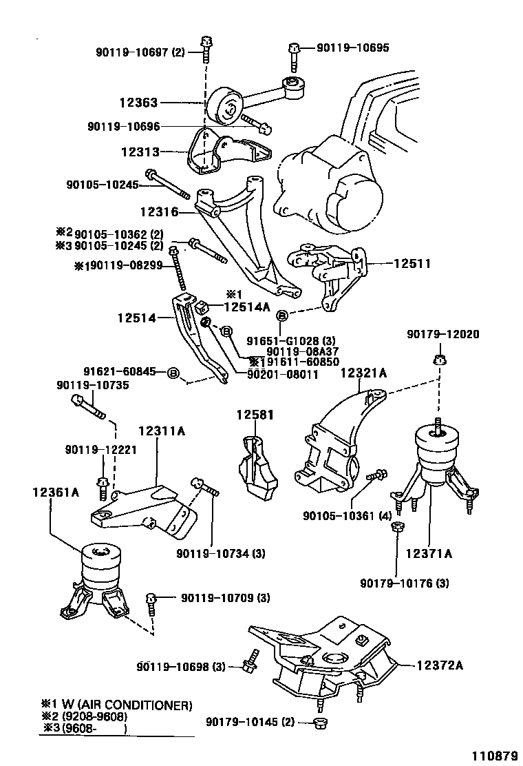 Toyota CAMRY Engine Mounting EPC diagram — 110879