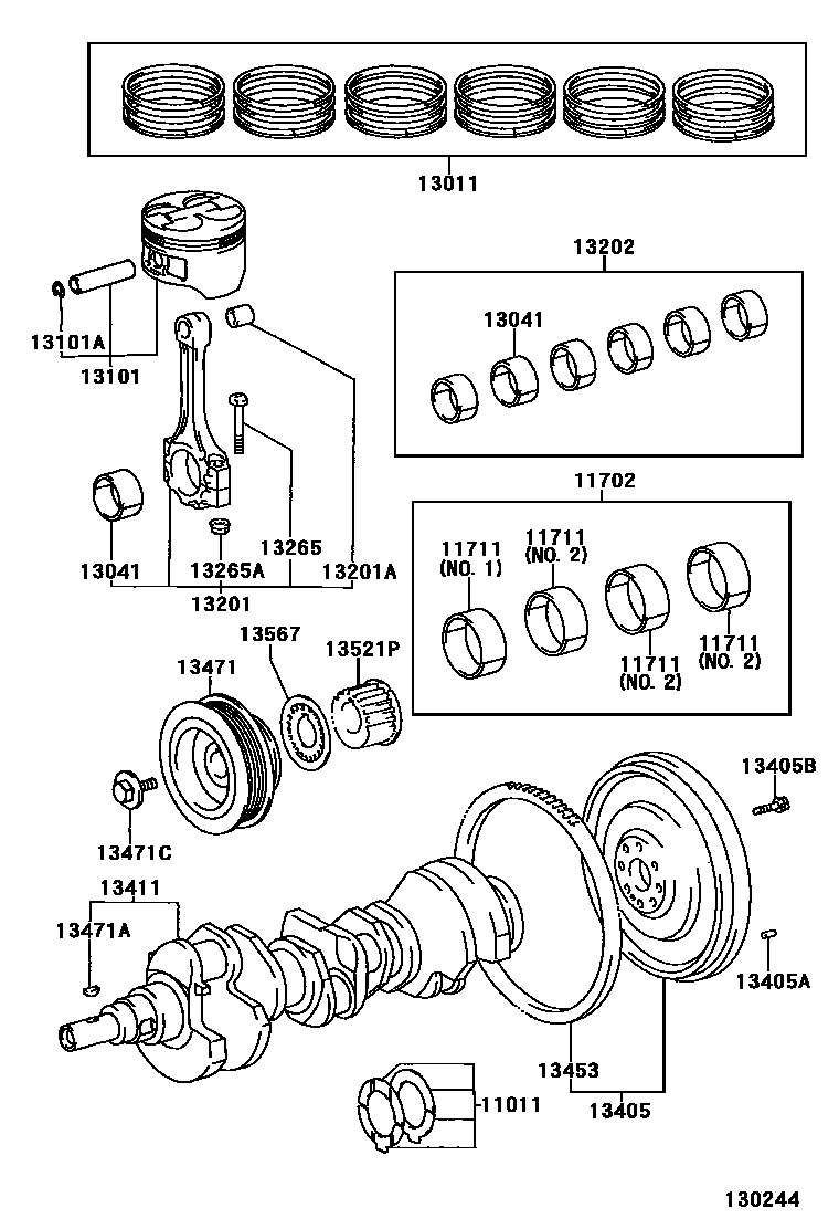Toyota CAMRY Crankshaft & Piston EPC diagram — 130244
