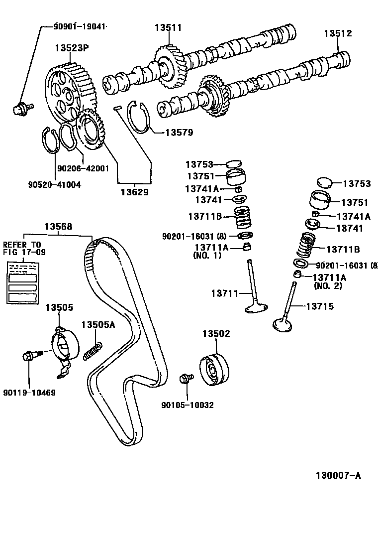 Toyota CAMRY Camshaft & Valve EPC diagram — 130007A