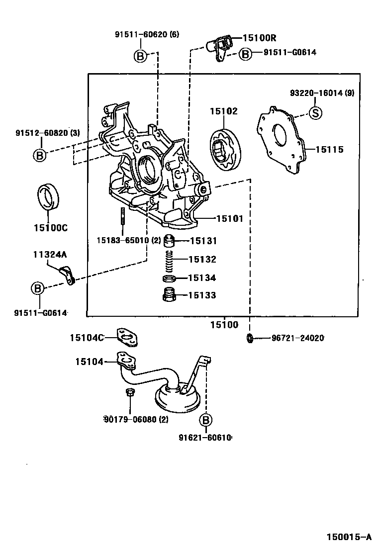 Toyota CAMRY Engine Oil Pump EPC diagram — 150015A