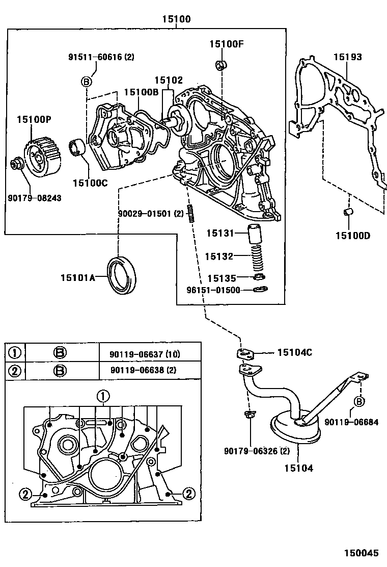 Toyota CAMRY Engine Oil Pump EPC diagram — 150045