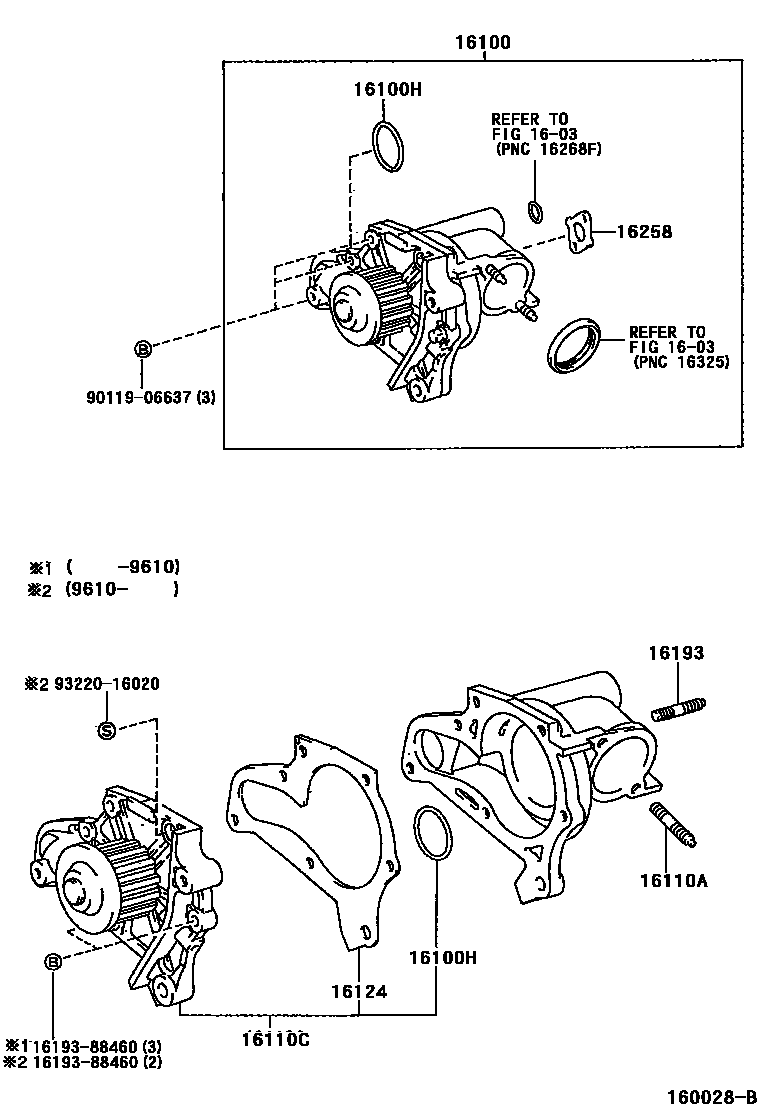 Toyota CAMRY Water Pump EPC diagram — 160028B