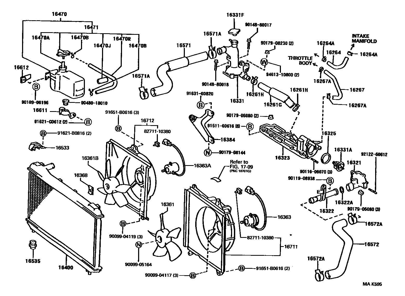 Toyota CAMRY RADIATOR & WATER OUTLET EPC diagram — MAK595