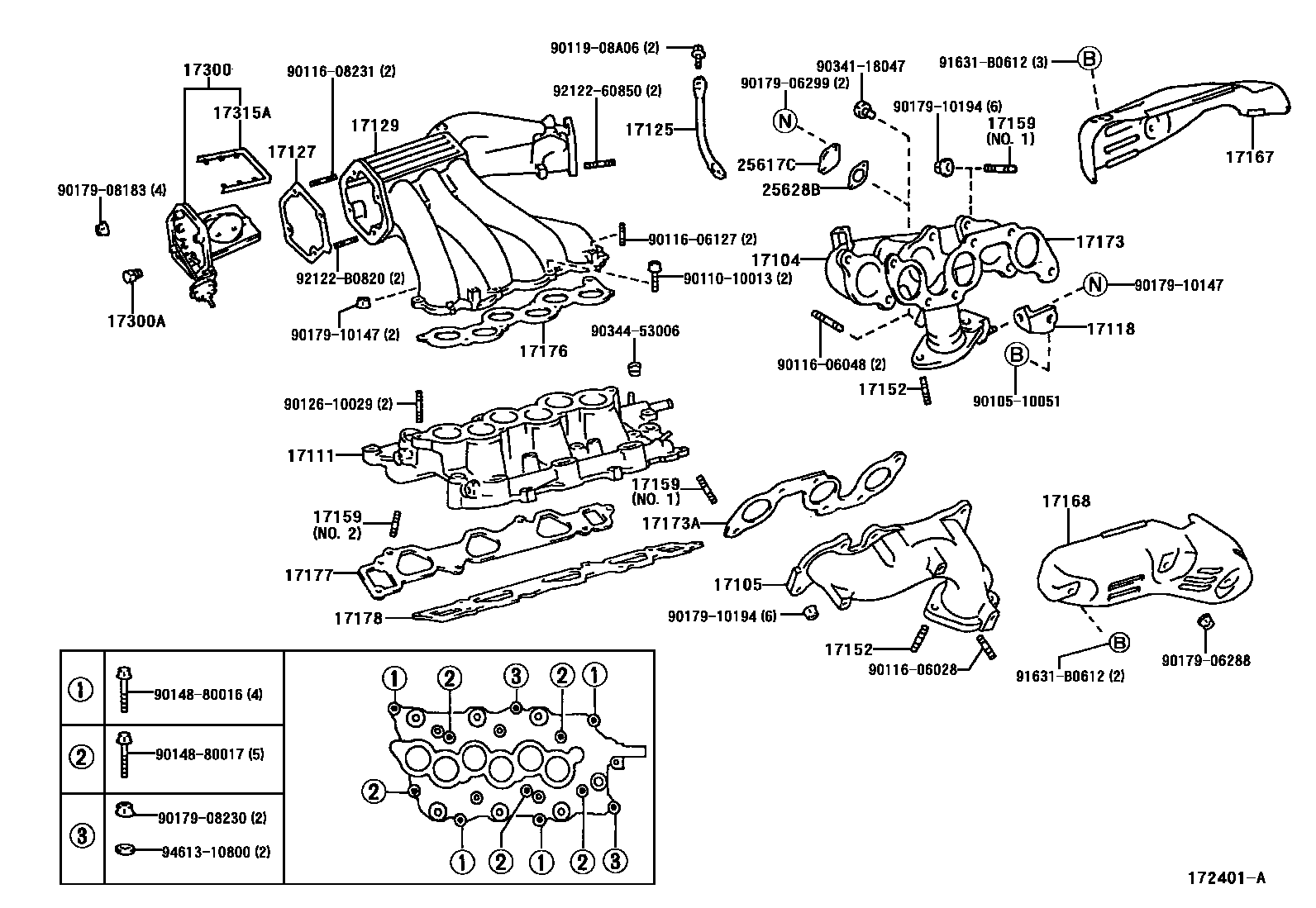 Toyota CAMRY Manifold EPC diagram — 172401A