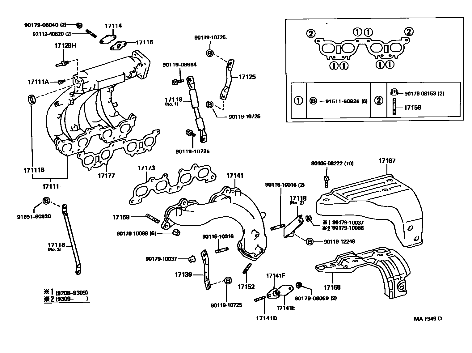 Toyota CAMRY Manifold EPC diagram — MAF949D