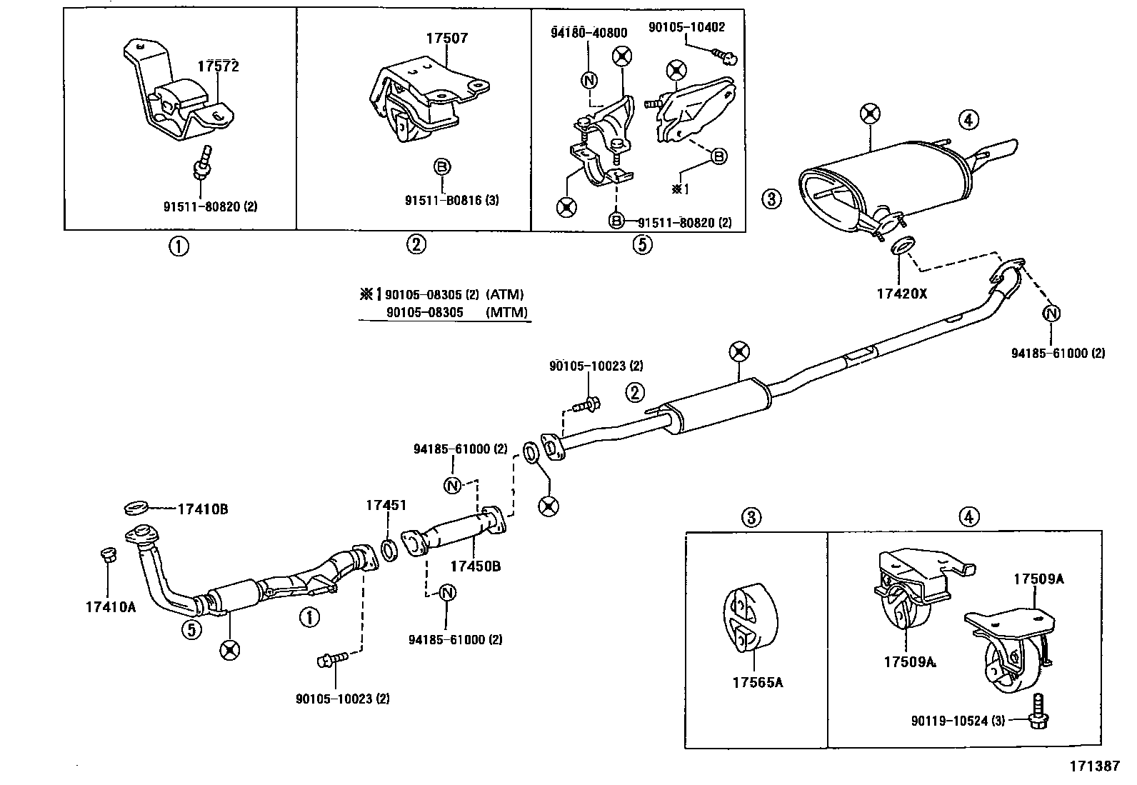 Toyota CAMRY Exhaust Pipe EPC diagram — 171387