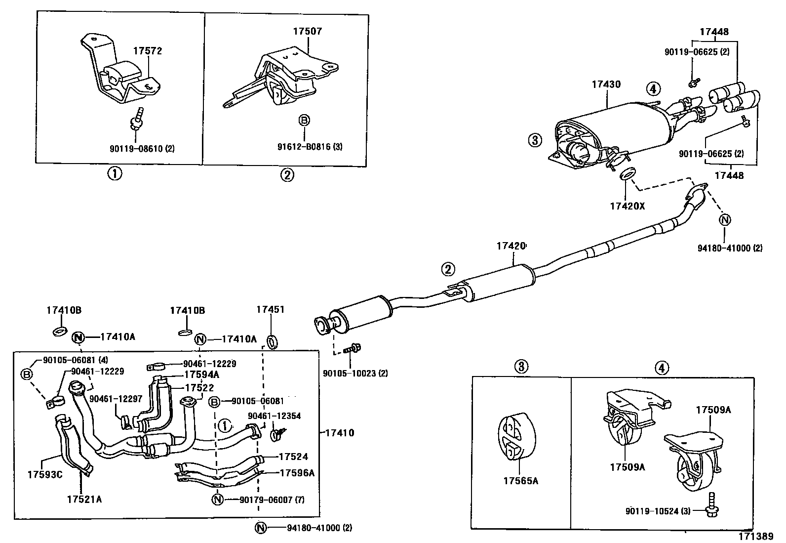 Toyota CAMRY Exhaust Pipe EPC diagram — 171389