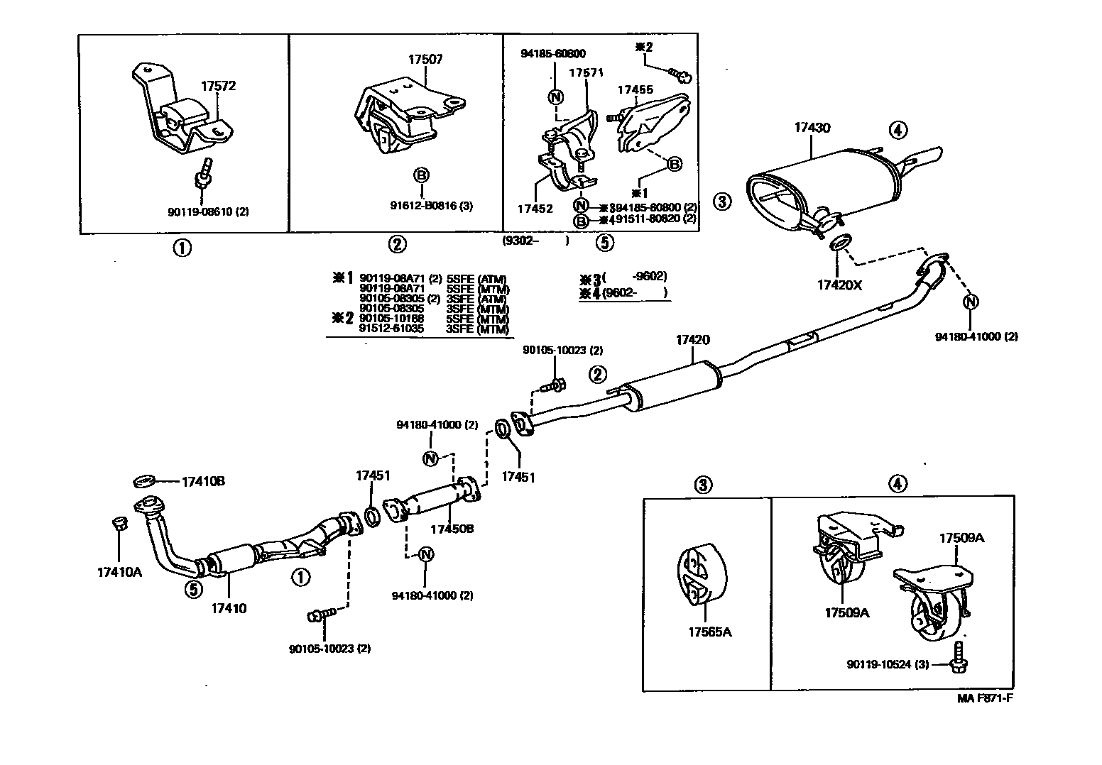 Toyota CAMRY Exhaust Pipe EPC diagram — MAF871F