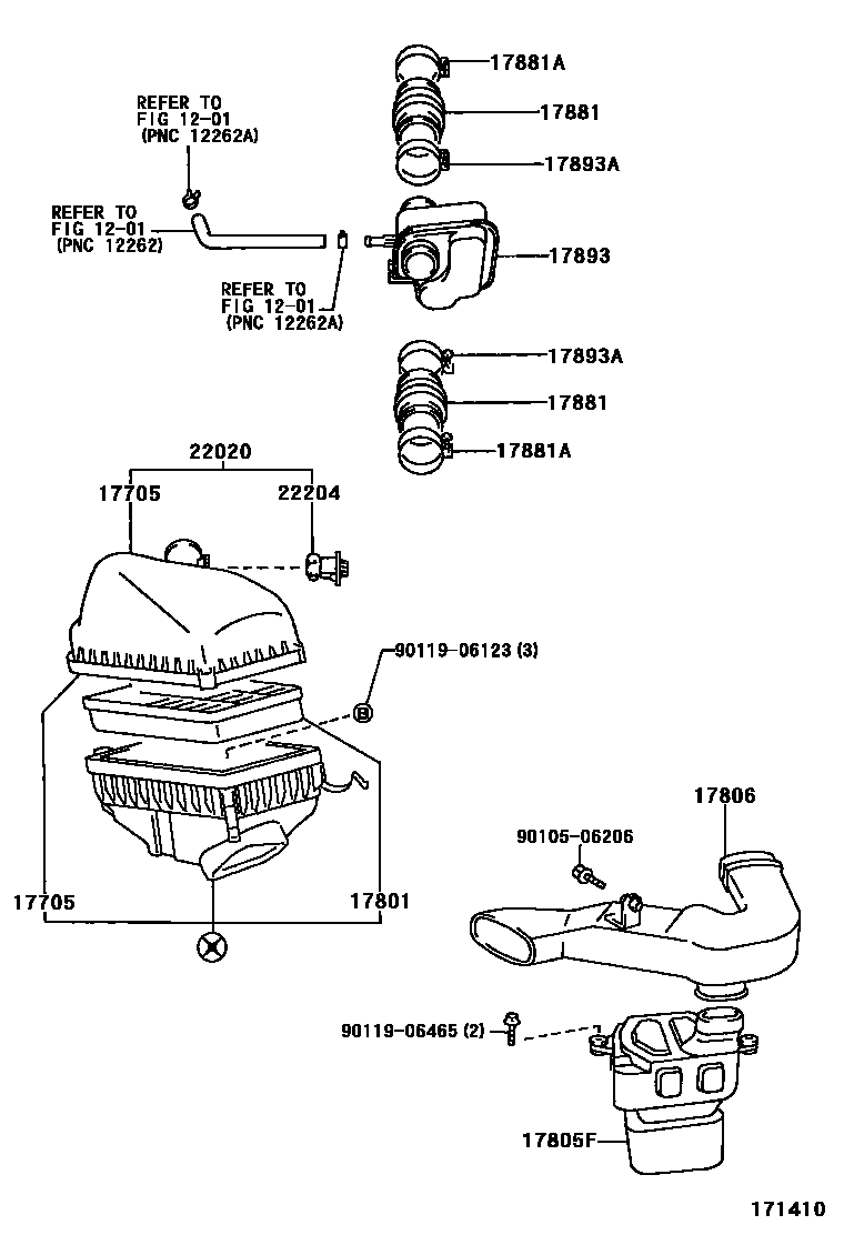 Toyota CAMRY Air Cleaner EPC diagram — 171410
