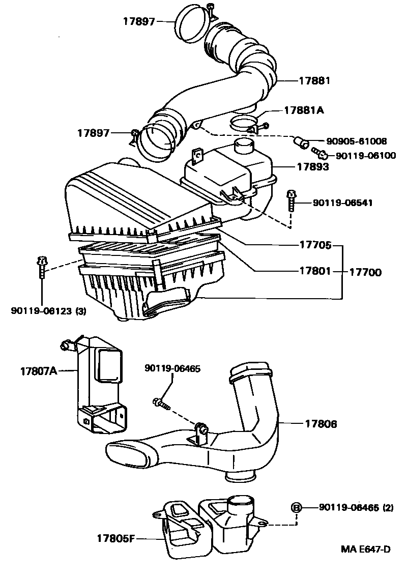 Toyota CAMRY Air Cleaner EPC diagram — MAE647D