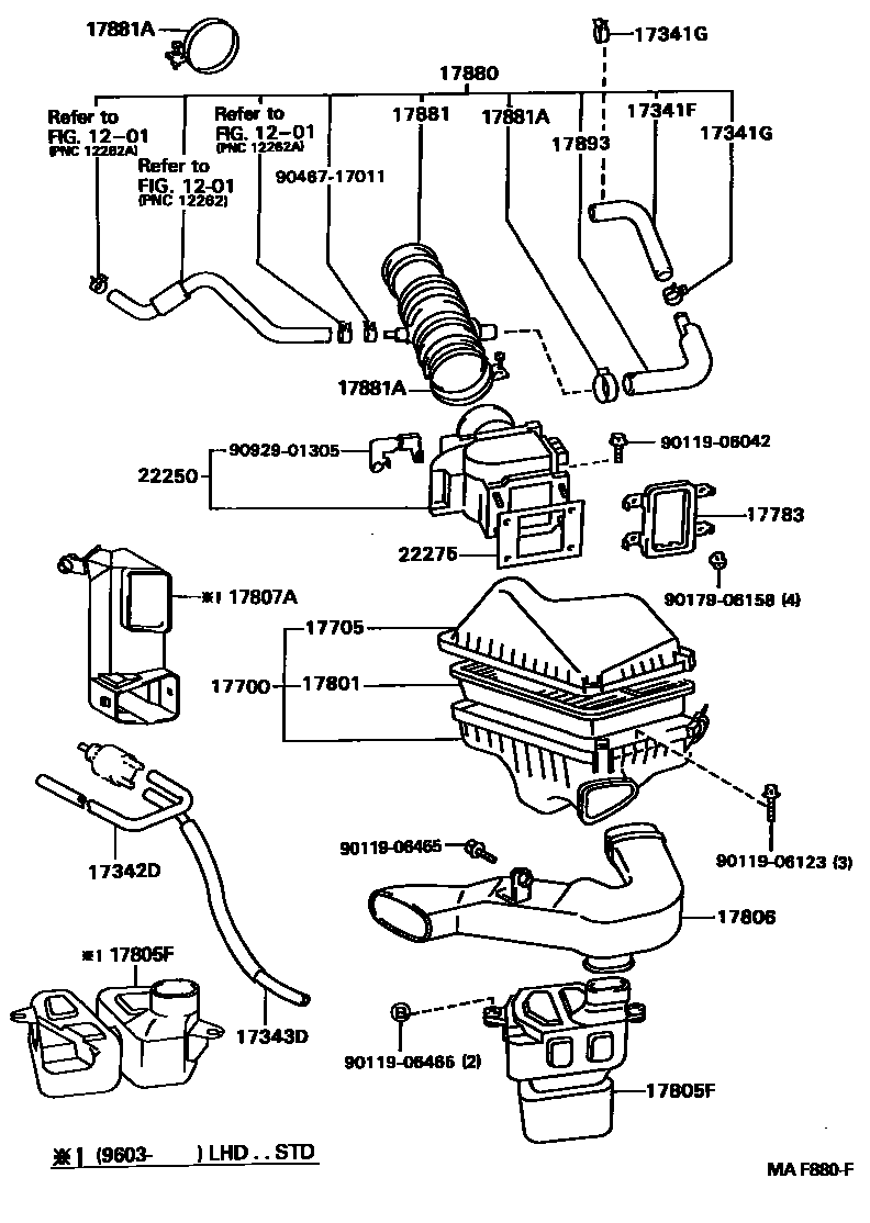 Toyota CAMRY Air Cleaner EPC diagram — MAF880F