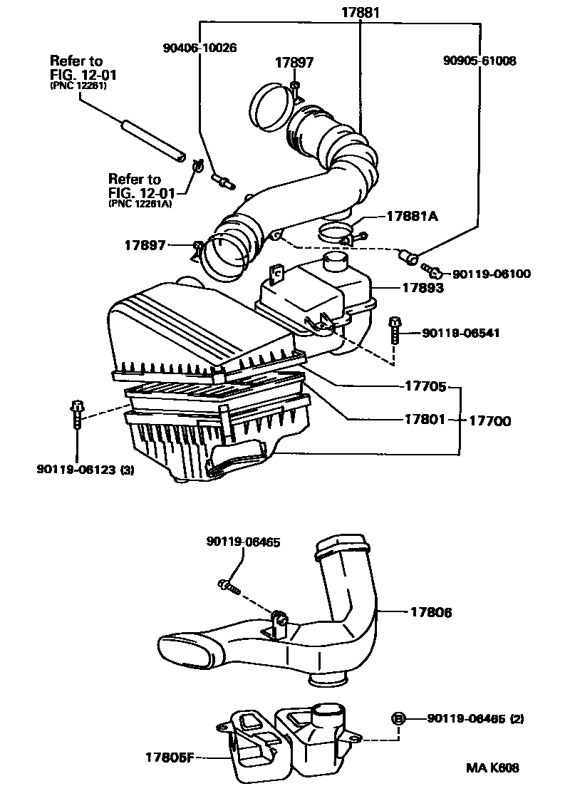 Toyota CAMRY Air Cleaner EPC diagram — MAK608