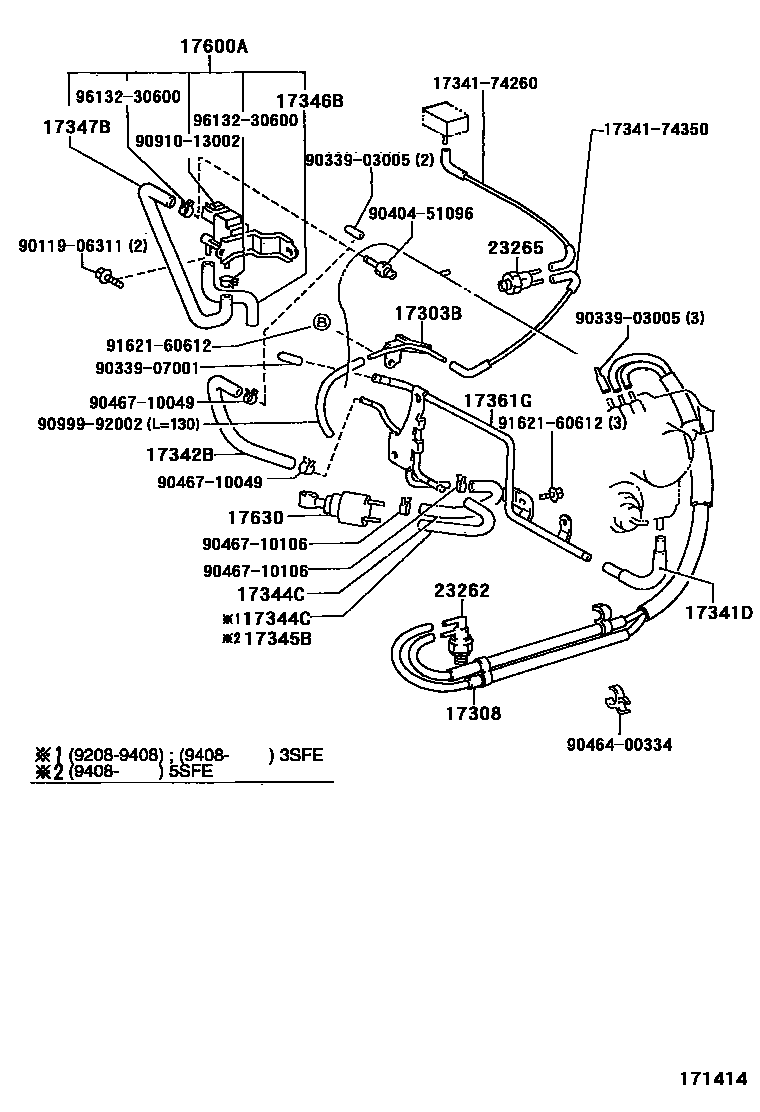 Toyota CAMRY vacuum tube EPC diagram — 171414