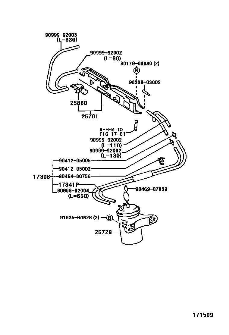 Toyota CAMRY vacuum tube EPC diagram — 171509