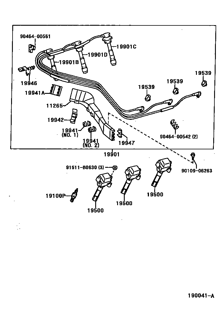 Toyota CAMRY 点火线圈和火花塞 /电热塞 EPC diagram — 190041A