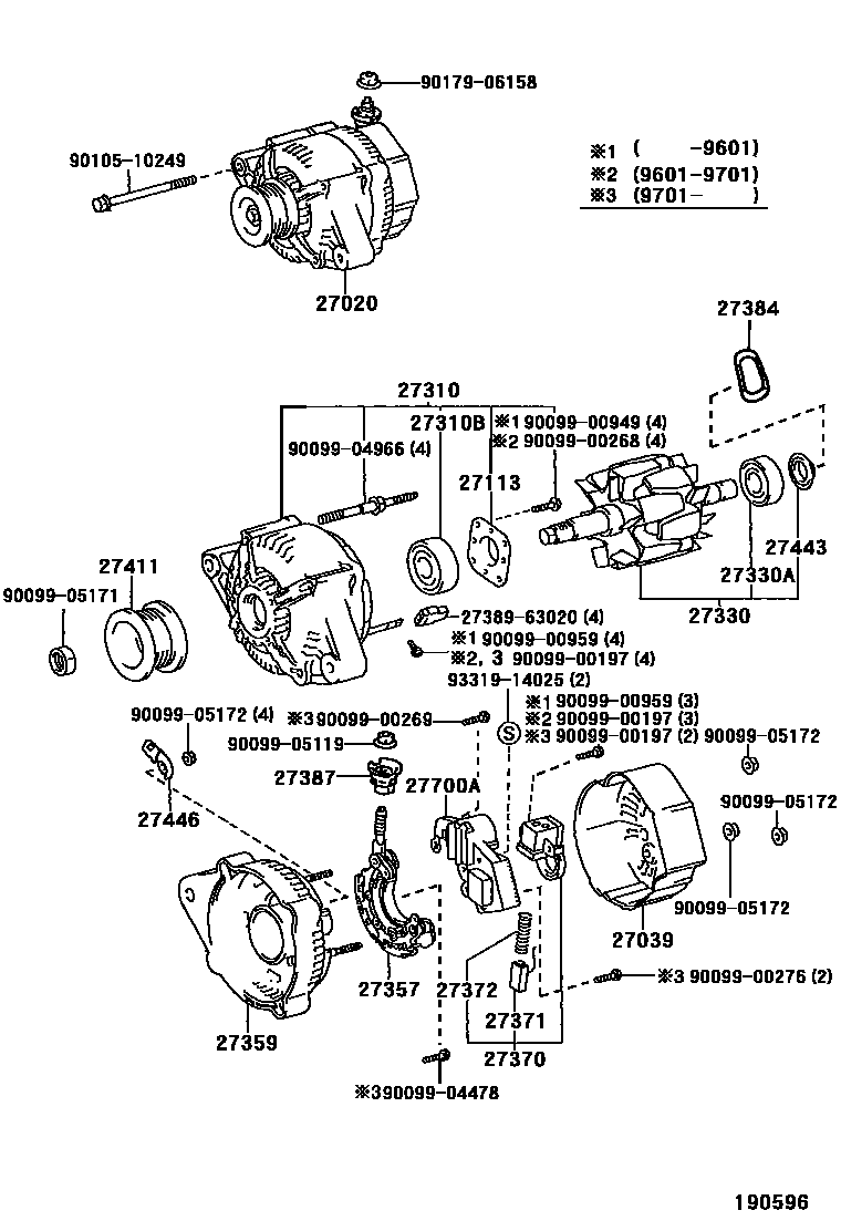 Toyota CAMRY Alternator EPC diagram — 190596