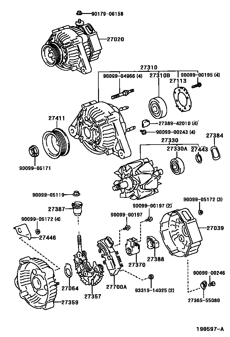 Toyota CAMRY Alternator EPC diagram — 190597A