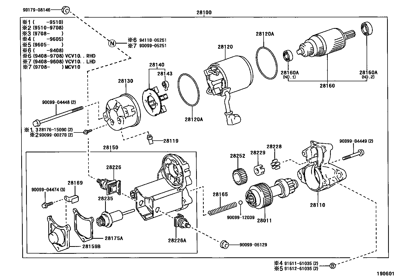 Toyota CAMRY 起动机 EPC diagram — 190601