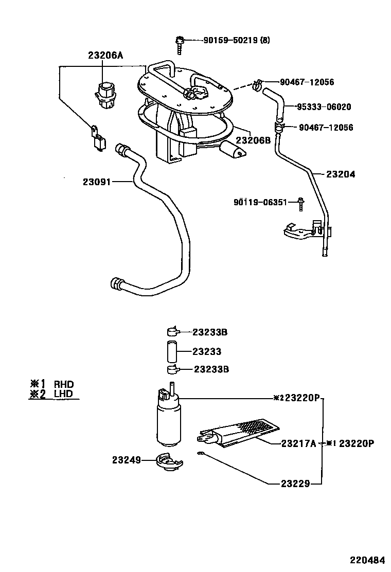 Toyota CAMRY 燃油喷射系统 EPC diagram — 220484