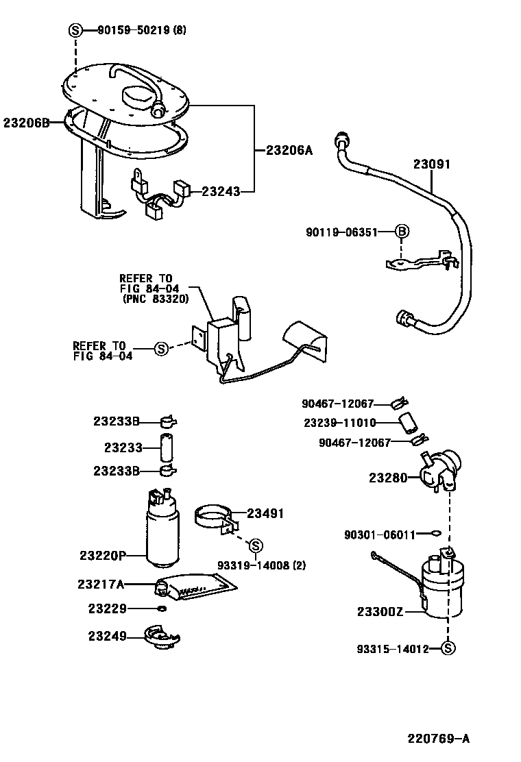 Toyota CAMRY 燃油喷射系统 EPC diagram — 220769A