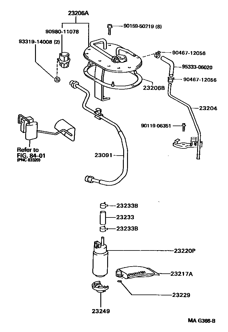 Toyota CAMRY 燃油喷射系统 EPC diagram — MAG366B