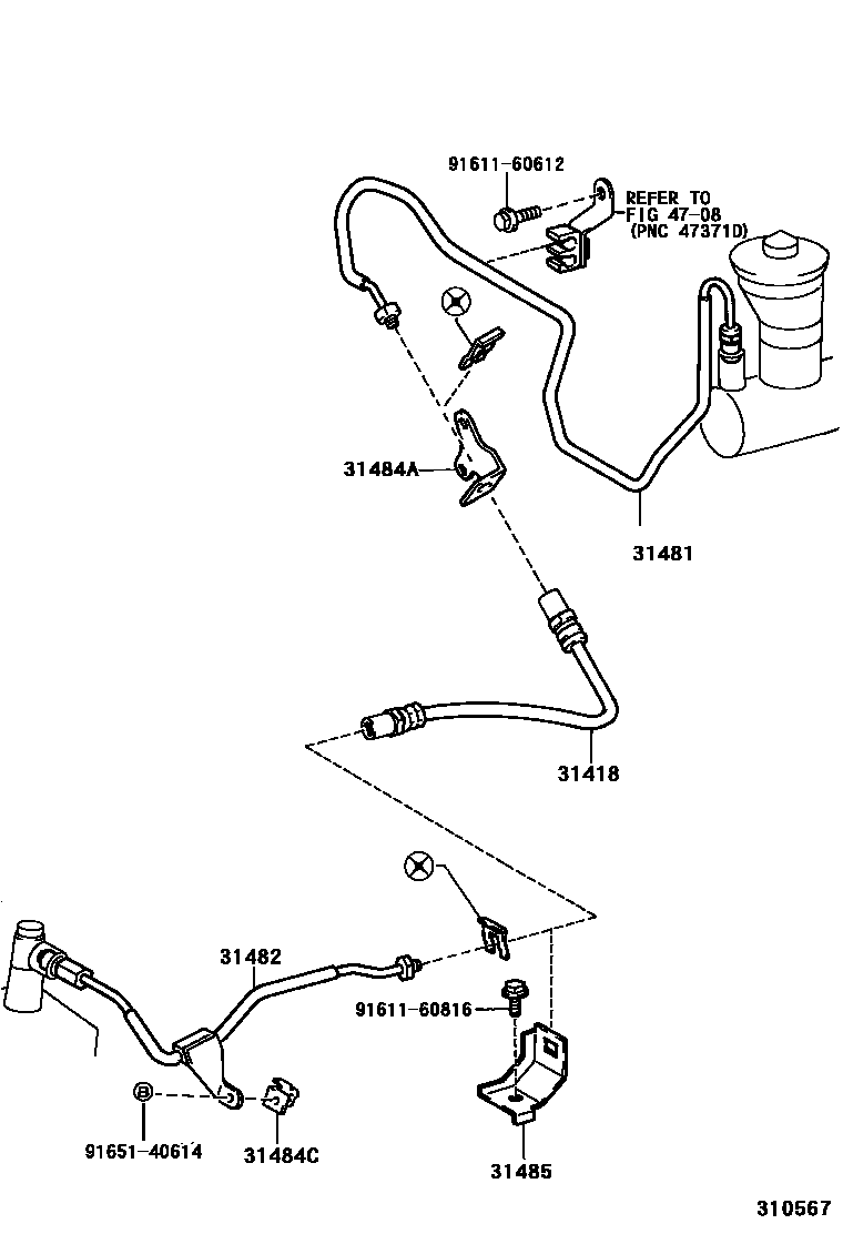 Toyota CAMRY 离合器踏板和挠性软管 EPC diagram — 310567