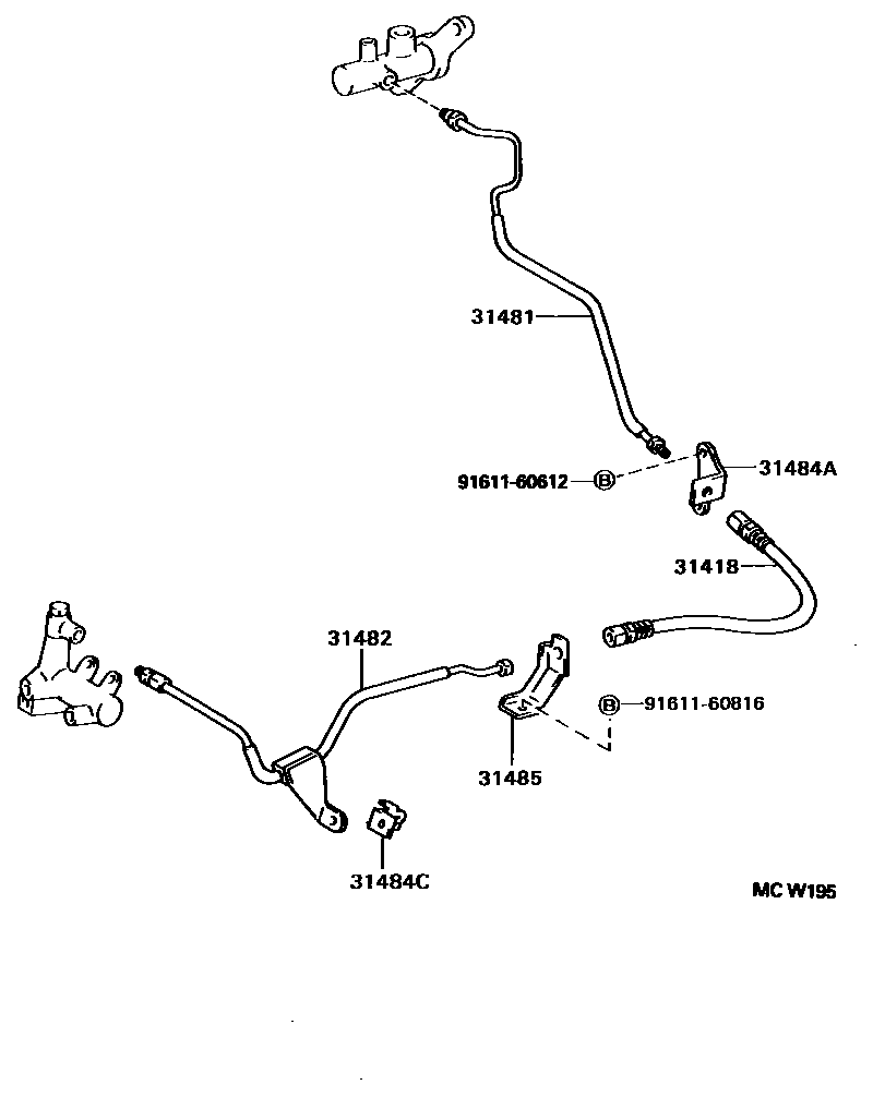 Toyota CAMRY 离合器踏板和挠性软管 EPC diagram — MCW195