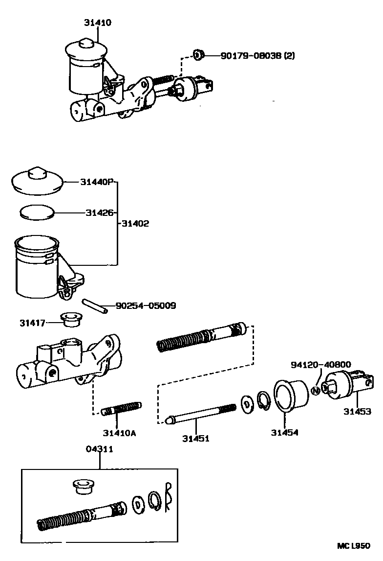 Toyota CAMRY 离合器总泵 EPC diagram — MCL950