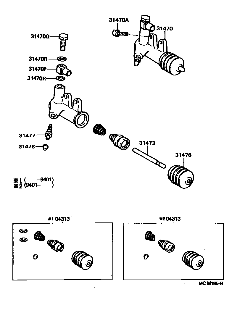 Toyota CAMRY 离合器分离缸 EPC diagram — MCM185B