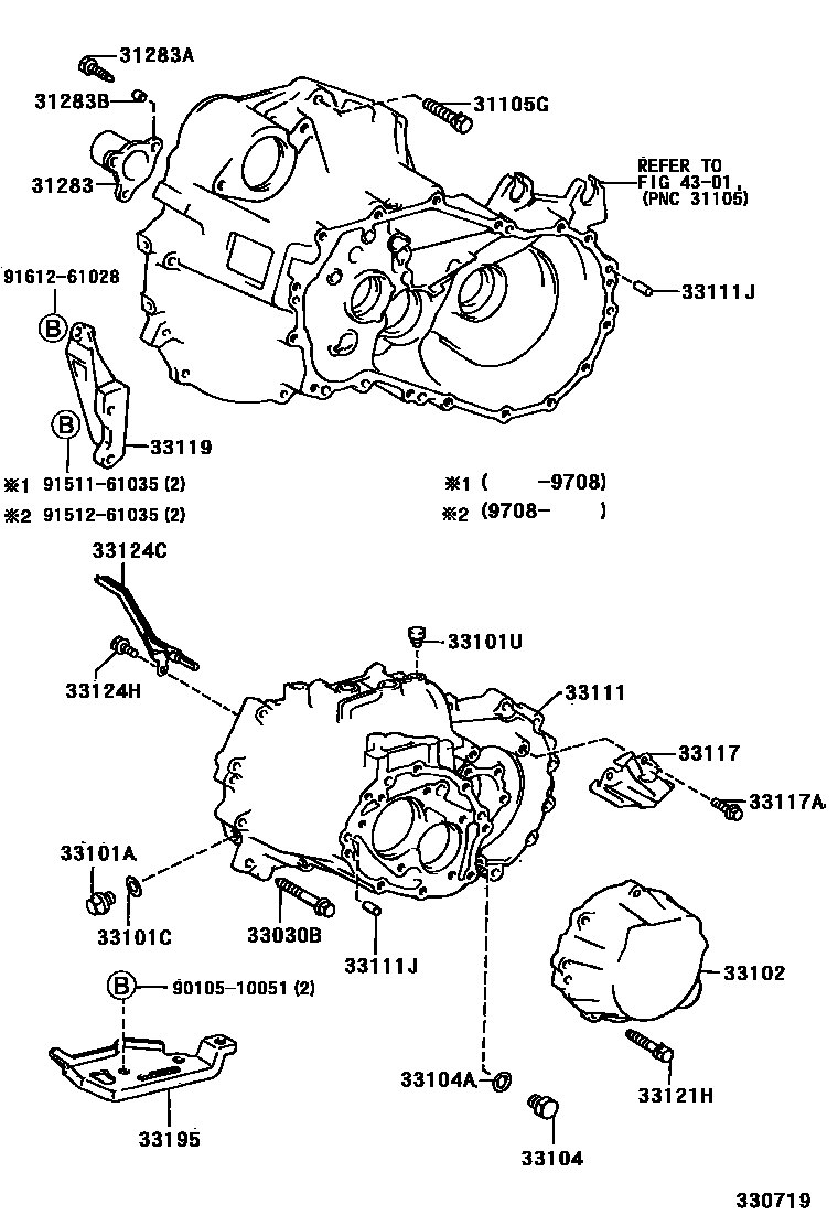 Toyota CAMRY 离合器壳和变速器壳(MTM) EPC diagram — 330719