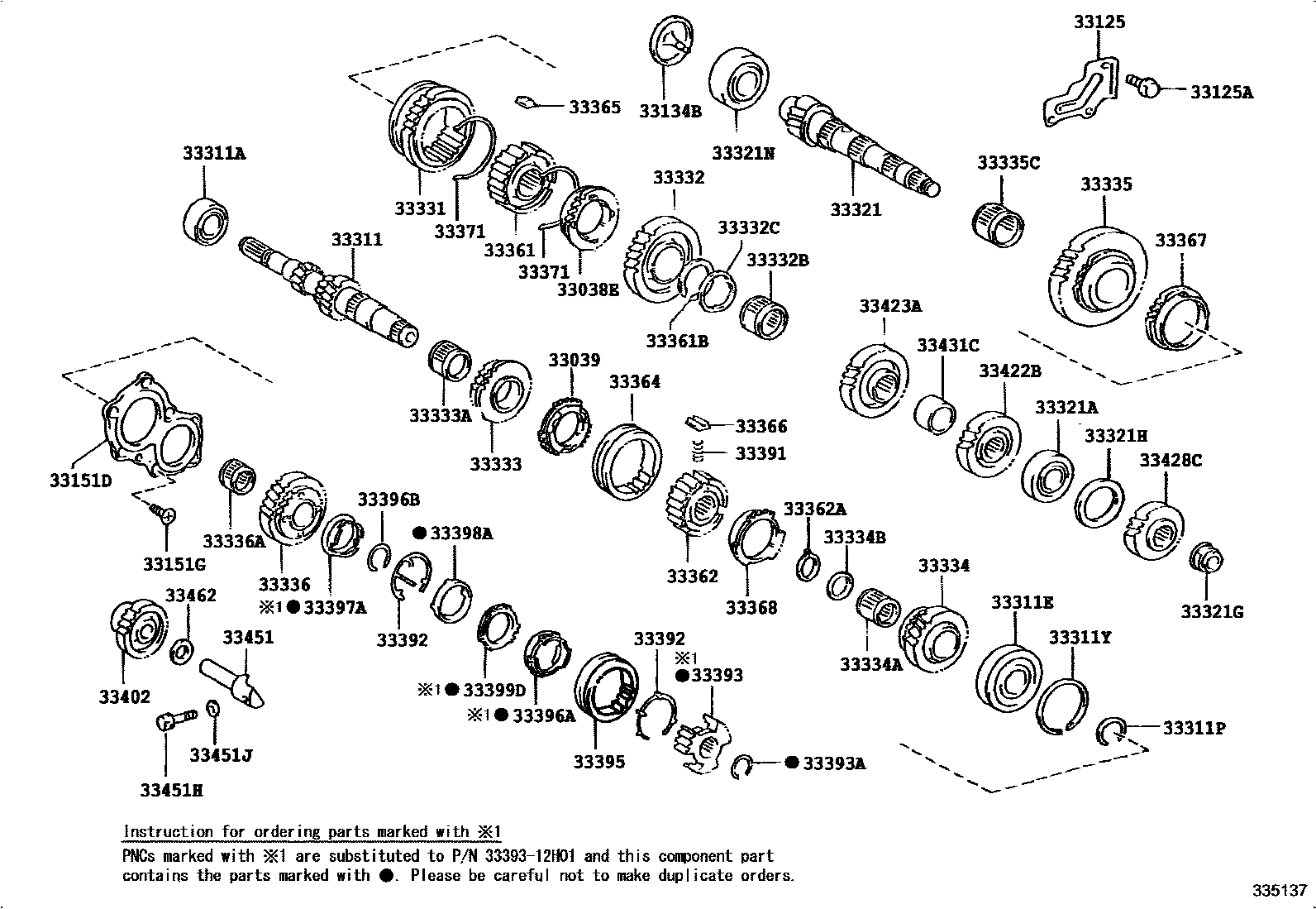 Toyota CAMRY 变速器齿轮(MTM) EPC diagram — 335137