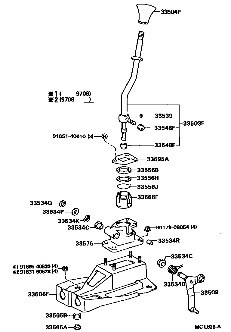 Toyota CAMRY Shift Lever & Retainer EPC diagram — MCL826A