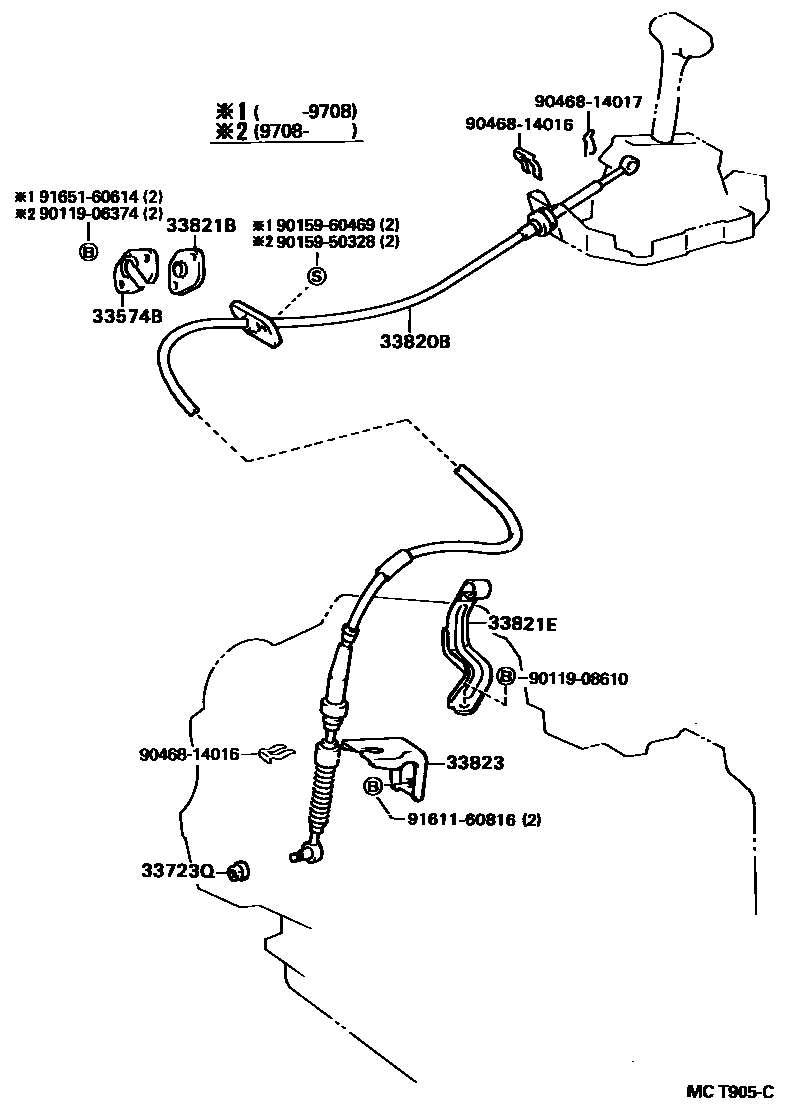 Toyota CAMRY Shift Lever & Retainer EPC diagram — MCT905C