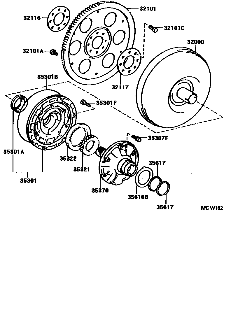 Toyota CAMRY 变矩器、前油泵和链条(ATM) EPC diagram — MCW182