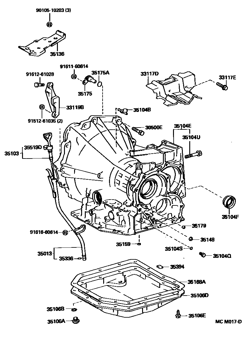 Toyota CAMRY 变速器壳和油底壳(ATM) EPC diagram — MCM017D