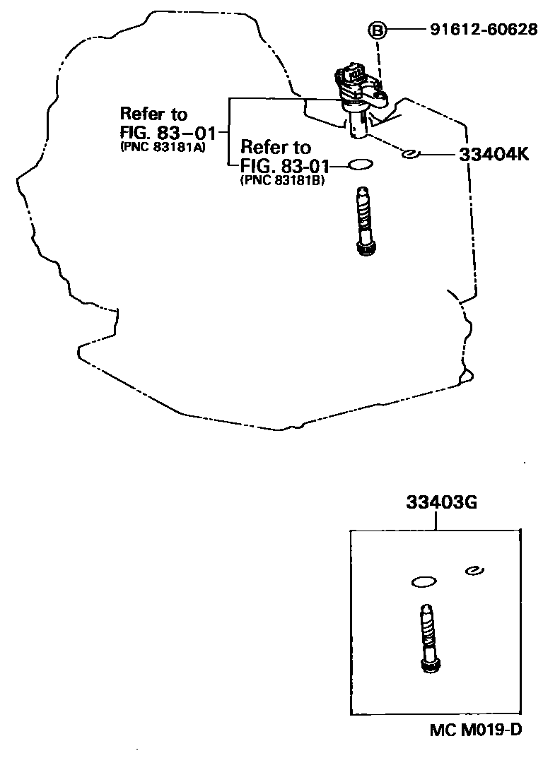 Toyota CAMRY 速度表从动齿轮(ATM) EPC diagram — MCM019D