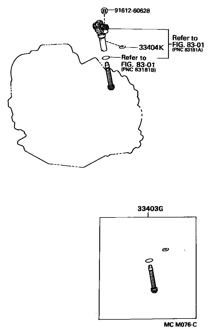 Toyota CAMRY 速度表从动齿轮(ATM) EPC diagram — MCM076C