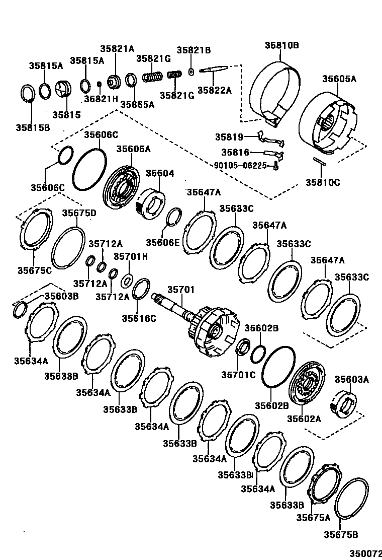 Toyota CAMRY 制动带和多片式离合器(ATM) EPC diagram — 350072