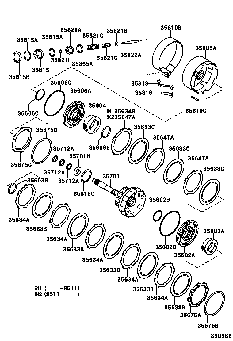 Toyota CAMRY 制动带和多片式离合器(ATM) EPC diagram — 350983