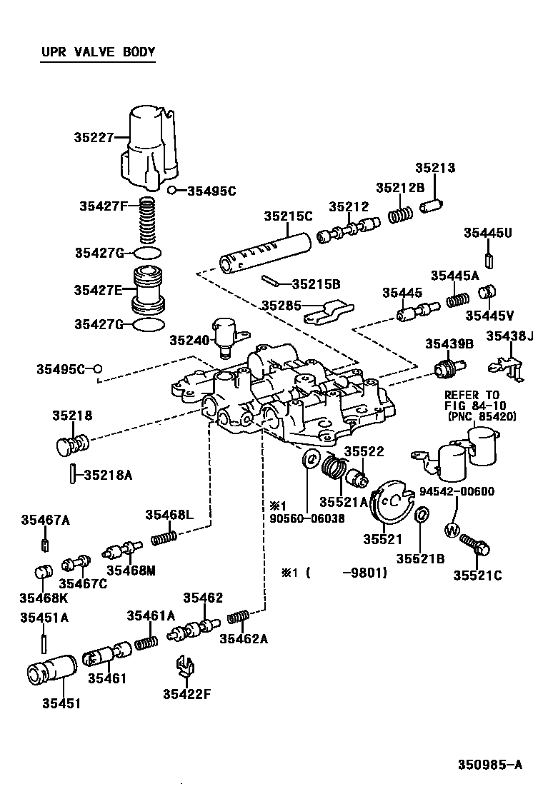 Toyota CAMRY 阀体和滤油网(ATM) EPC diagram — 350985A