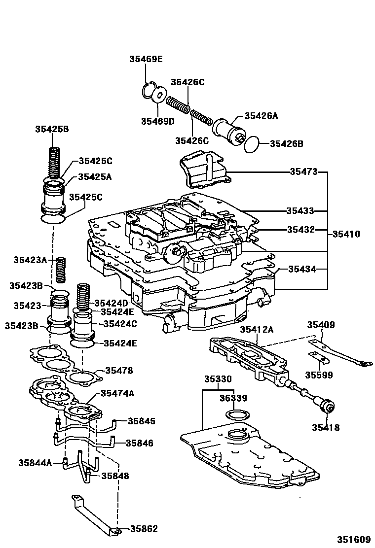 Toyota CAMRY 阀体和滤油网(ATM) EPC diagram — 351609