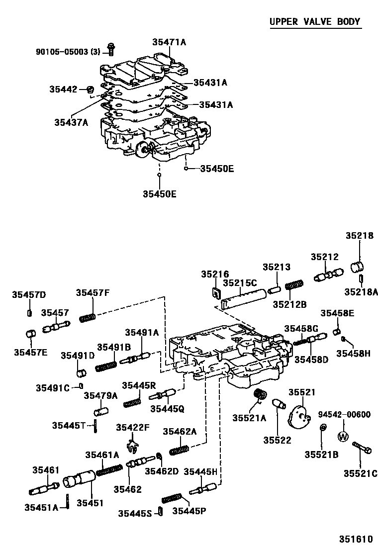 Toyota CAMRY 阀体和滤油网(ATM) EPC diagram — 351610