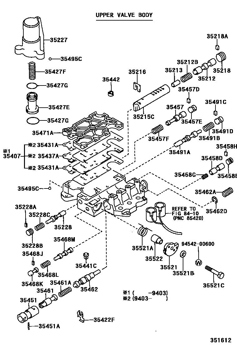 Toyota CAMRY 阀体和滤油网(ATM) EPC diagram — 351612